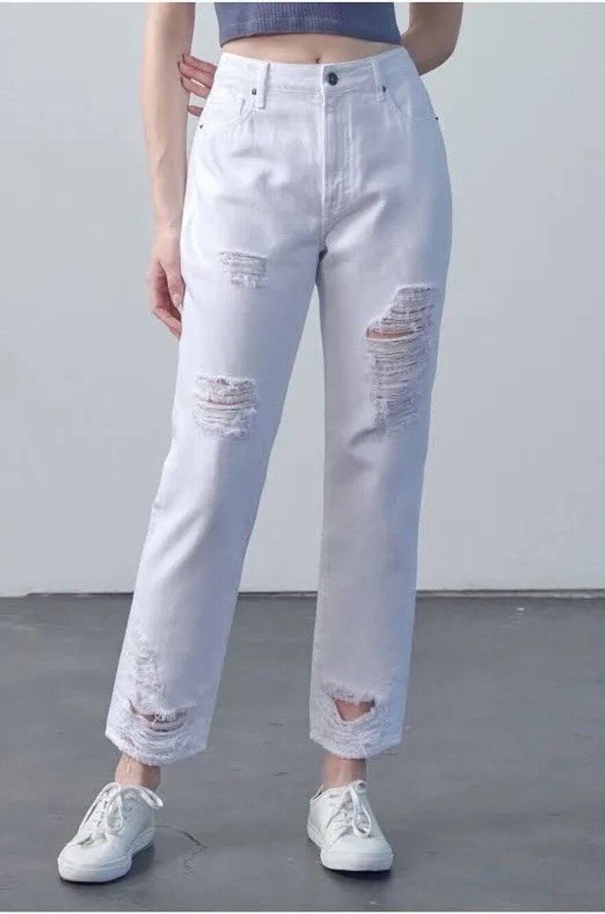 Hidden Tracy High Rise women's straight jeans, distressed white denim, sz 30.